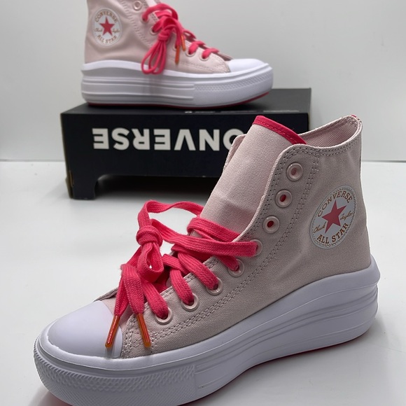 Converse WMNS CTAS MOVE HI BARELY ROSE/STRAWBERRY JAM A00865C Platforms Sneakers - Picture 14 of 16